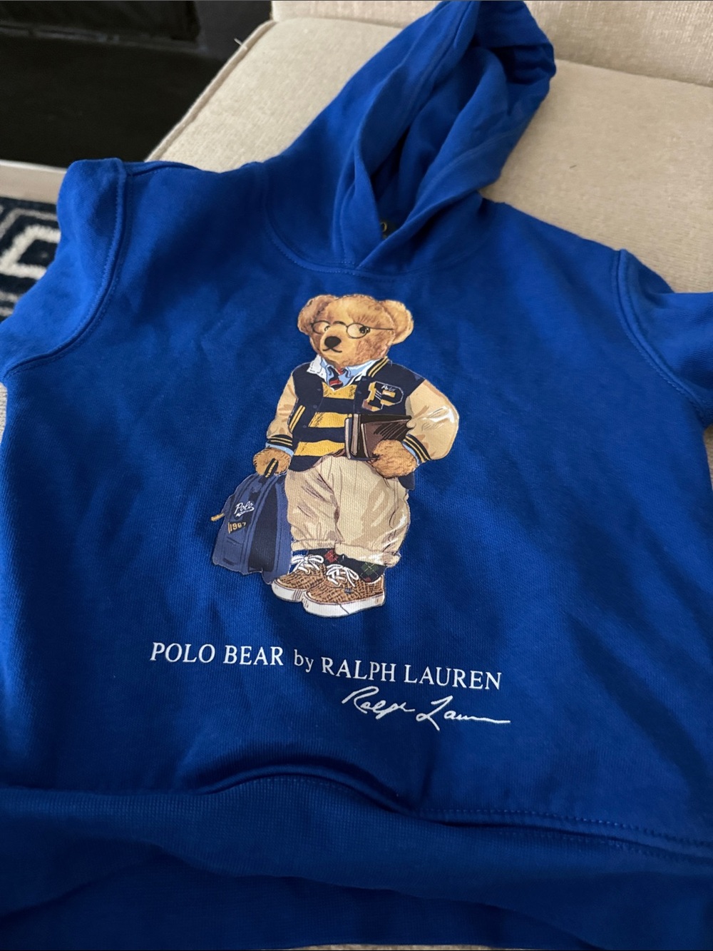 Toddler boys Ralph Lauren Blue Polo Bear Hoodie for Kids